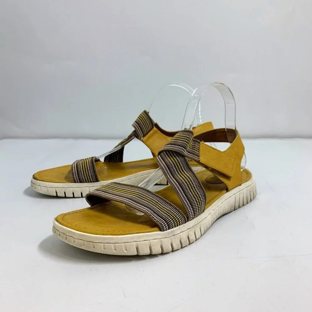 Eurosoft Women's Clarice Yellow/Taupe Rainbow Adjustable Strap Sandal Size 11